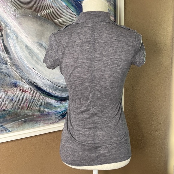 Burberry Brit Gray Short Sleeve Polo with Shoulder Strap Hardware, xs - Picture 9 of 16